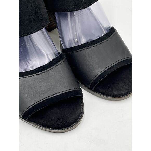 Tom's Majorca Black Suede Cutout Block Summer Stacked Heel Sandal Sz 8.5/39 - Picture 5 of 15